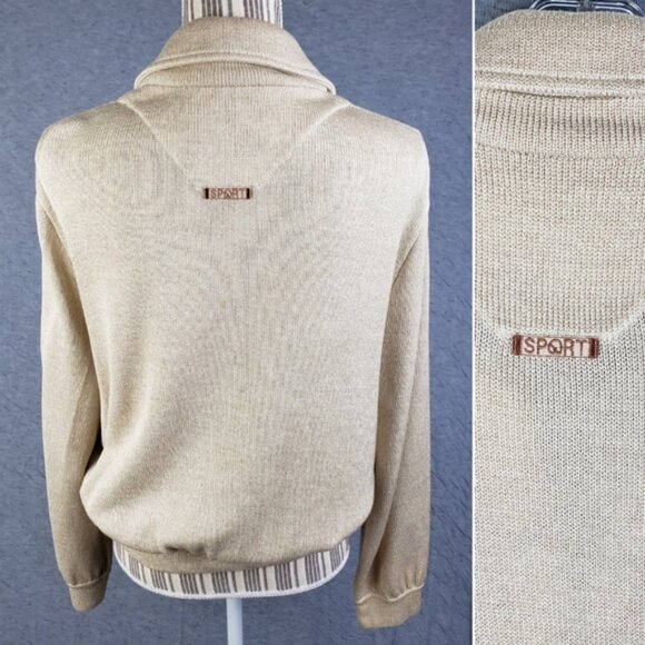 Vintage ST. JOHN Sport Santana Knit Blazer Jacket Crest Full Zip size M Cream - Picture 4 of 16